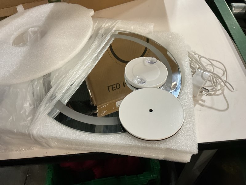 Condition photo showing As Is for Kcavvi Makeup Mirror with Lights, Lighted Makeup Mirror with Magnification, 1x/10x, Large Round Vanity Mirror with Stand, 3 Color Modes, Brightness Adjustable, Smart Touch Control, 13 Inches Diameter 15"L x 13"W