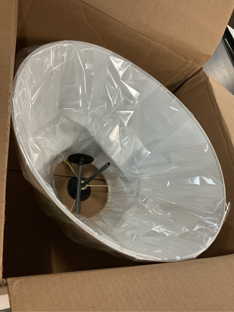 Condition photo showing As Is for aspen creative 33136, mushroom pleated traditional spider lamp shade, white, 7" top x 18" bottom x 13" slant 7x18x13"