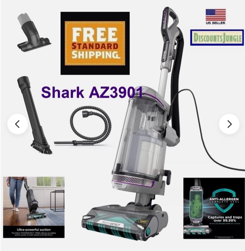 shark powerdetect az3901 upright vacuum cleaner self cleaning brushroll powerful
