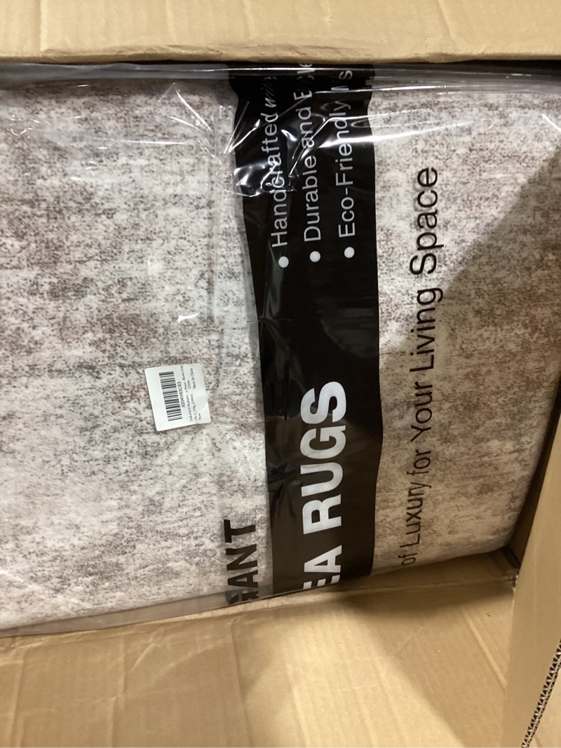 Condition photo showing New/Like New for washable rug 10x12 area rugs for living room: modern abstract neutral soft carpet for bedroom dining room under kitchen table home office decor - brown grey brown grey 10' x 12' (rectangular)