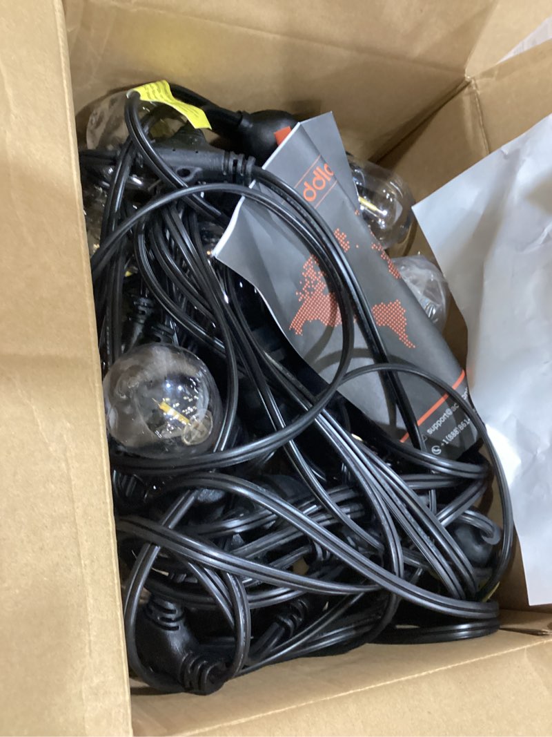 Condition photo showing Good Condition for addlon led outdoor string lights 48ft with edison vintage shatterproof bulbs and commercial grade weatherproof strand - etl listed decorative lights for patio garden black 48ft