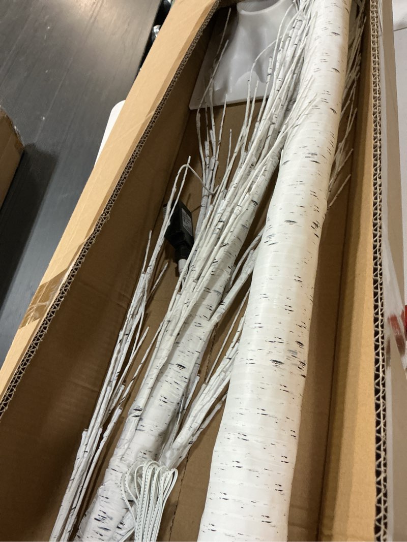 Condition photo showing Good Condition for Lighted Birch Tree for Christmas Decor, 8FT Holiday Tree Decoration with Warm Light, 150 LED Lights Artificial Trees for Home, Festival, Party and Outdoor Use, Warm White