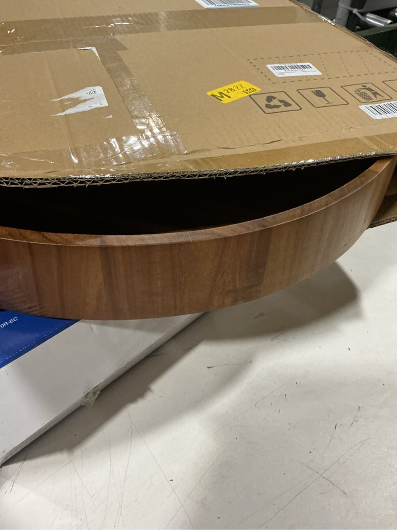 Condition photo showing As Is for extra large round ottoman coffee table tray, 22" big kitchen serving trays for huge ottoman counter giant decorative organizer, huge wood serveware tray with built-in handle for big job 22" round tray - acacia