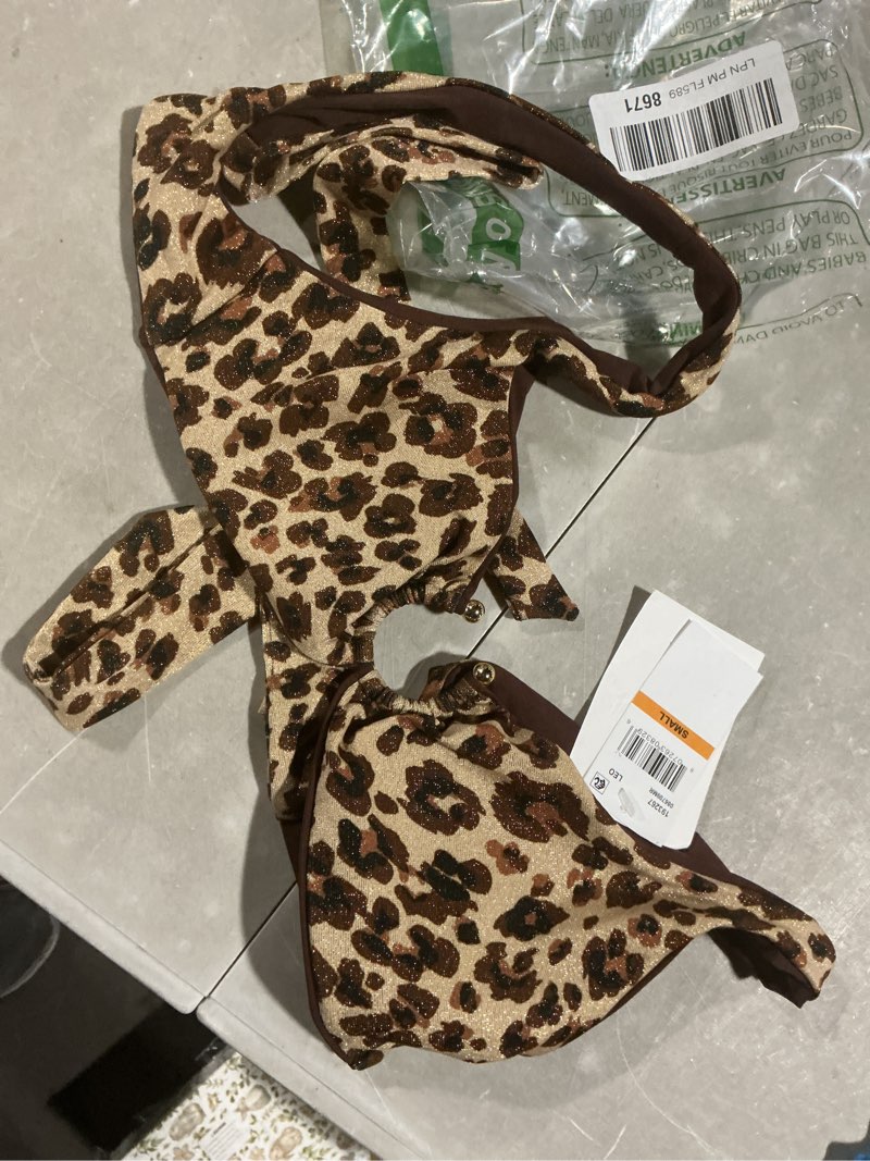 Condition photo showing Good Condition for becca women's safari buckle bikini top, adjustable, tie back, swimwear separates for women small leopard