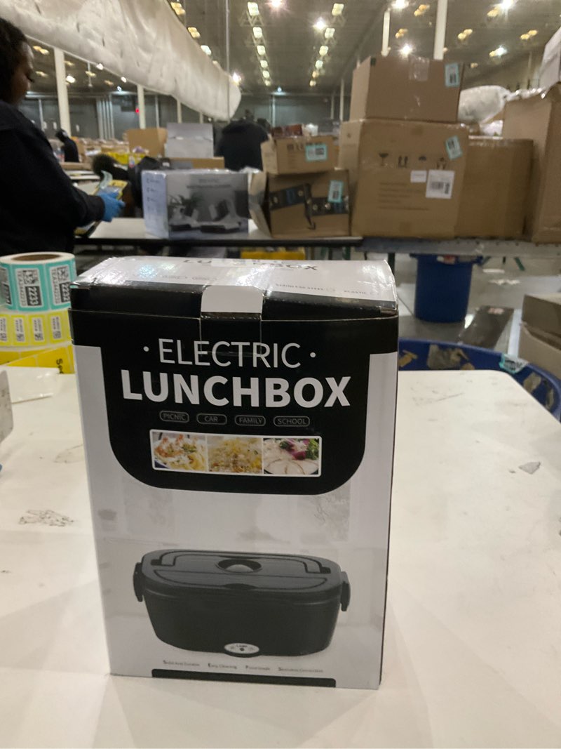 Condition photo showing As Is for Monteka Electric Lunch Box Food Heater - Leakproof Portable Food Warmer heated lunch box for adults for Car/Home/Truck with 1.5L Removable Stainless Steel Container, White Elephant Gift, 12V/24V/110V Black