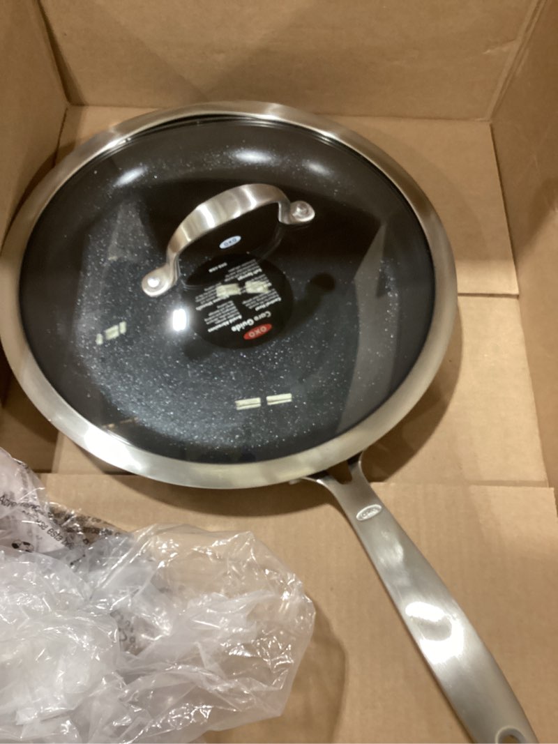 Condition photo showing Good Condition for OXO Enhanced, 12" Frying Pan Skillet with Lid, Healthy Ceramic Nonstick, PFAS-Free, Stainless Steel Handle, Dishwasher Safe, Oven Safe, Black