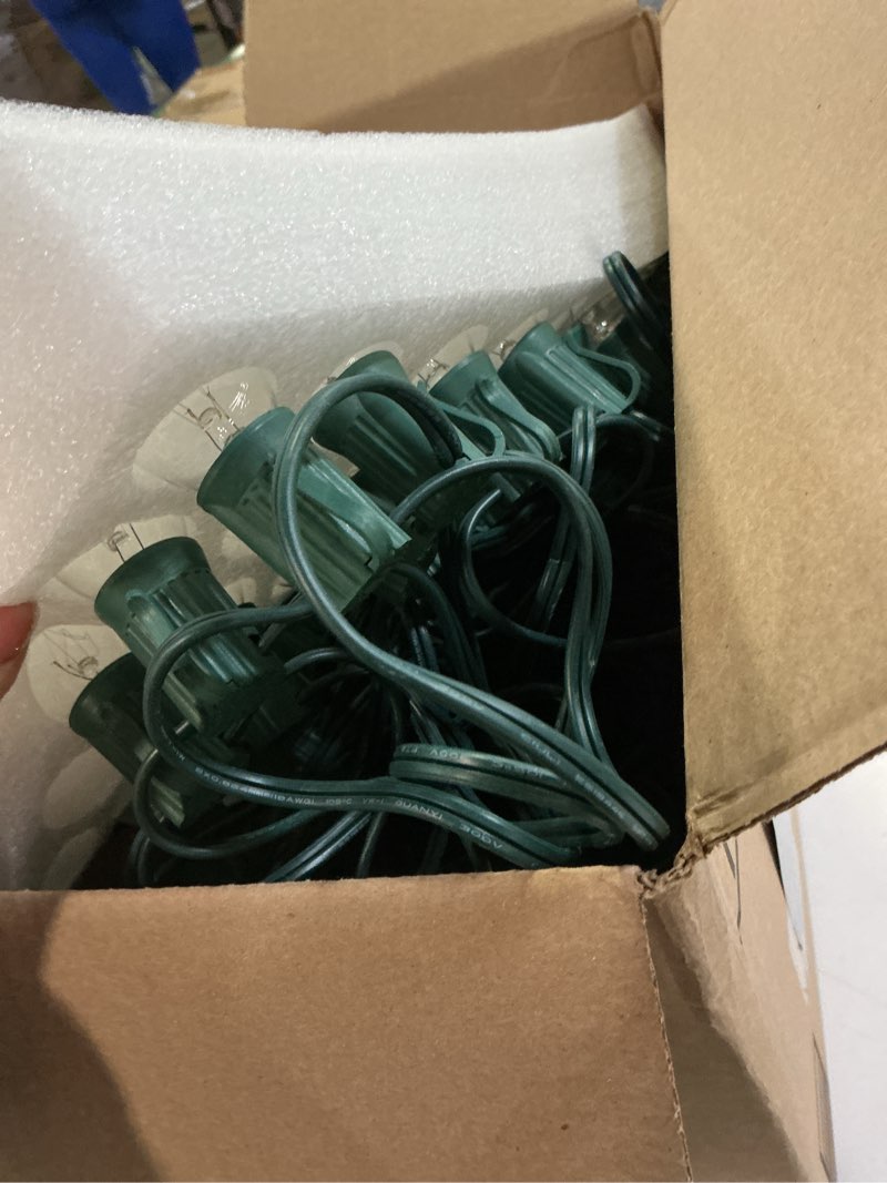 Condition photo showing Good Condition for Minetom C9 Clear Christmas String Lights, 100FT 100 Bulbs Bright & Warm Outdoor Christmas Lights, Long Life C9 String Lights for Tree Patio Gazebo Wreath, Green Wire Clear Bulb Green Wire 100FT