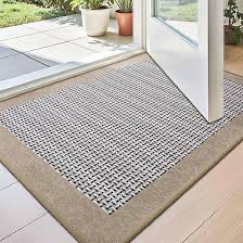 lumi ultra thin indoor door mat for entrance 24"x36", non slip entryway mat, low profile doormat, un