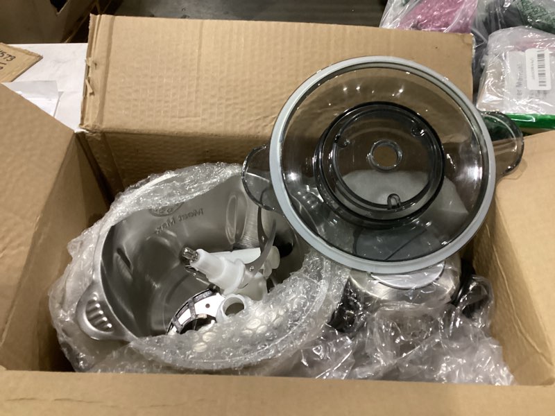 Condition photo showing Good Condition for ganiza food processor, 2-speed food chopper meat grinder with 8 cup stainless steel & 8 cup glass bowls, upgraded button & smart overheat protection light - includes clean brush, 2 sets of blades silver