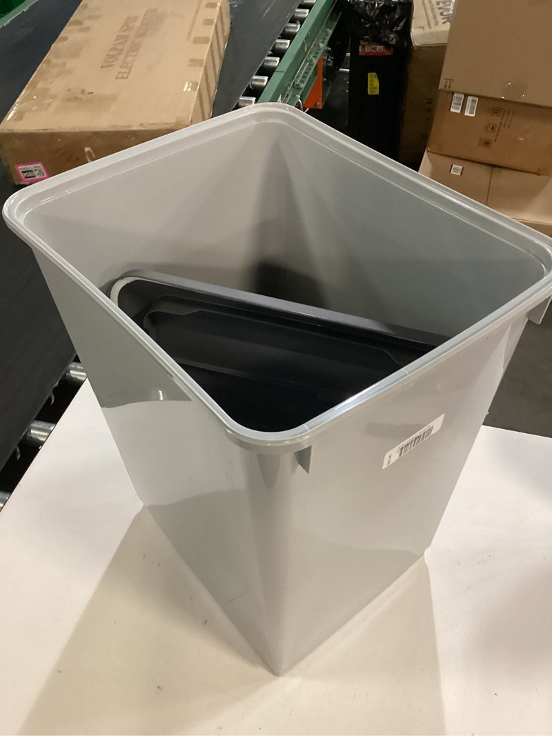 Condition photo showing New/Like New for iris usa dog food storage container, up to 54 lbs, gray/dark gray | made in usa, comes with wheels & 2-cup scoop, airtight seal, bpa-free, bird seed, cat food, cat litter, treats, pellets 54 lbs gray/dark gray