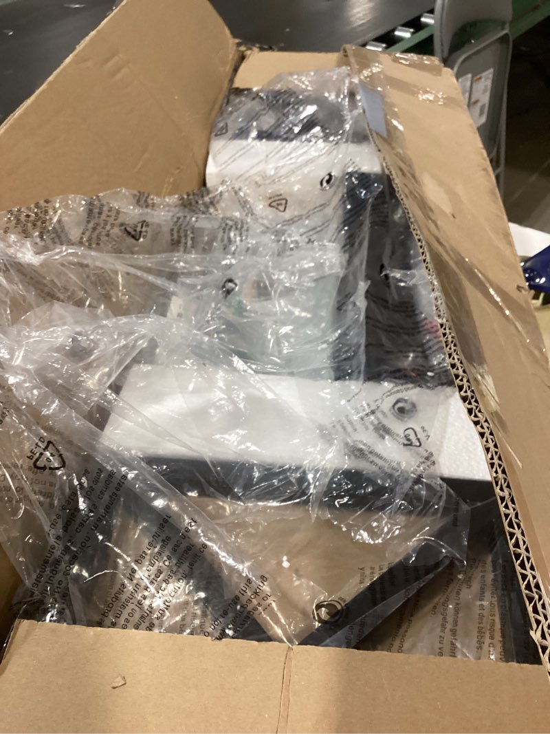 Condition photo showing As Is for espird black gold dining room light fixture - 5 light chandeliers for dining room with clear glass shade & adjustable height & thickened metal rectangle dining table light fixture 5 light black gold