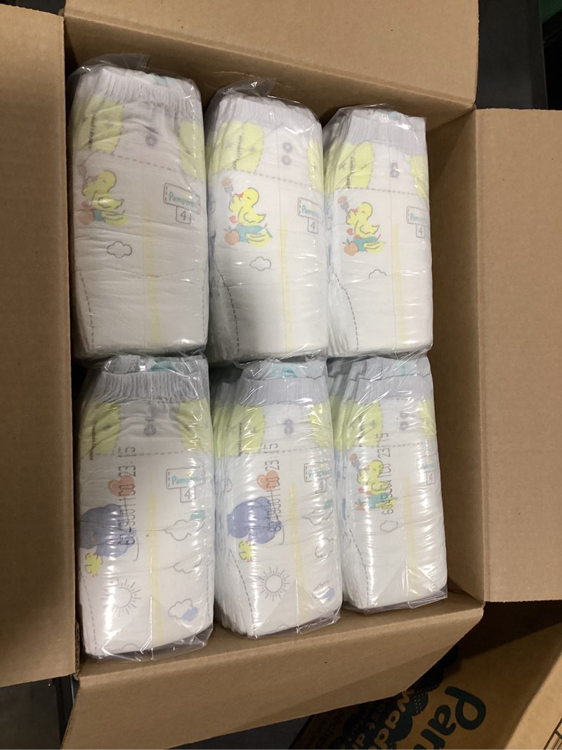 Condition photo showing New/Like New for pampers swaddlers diapers, size 4 (15-34 lbs), 150 count, absorbent, keeps baby dry and comfortable, skin safe disposable baby diaper (packaging may vary) size 4 150