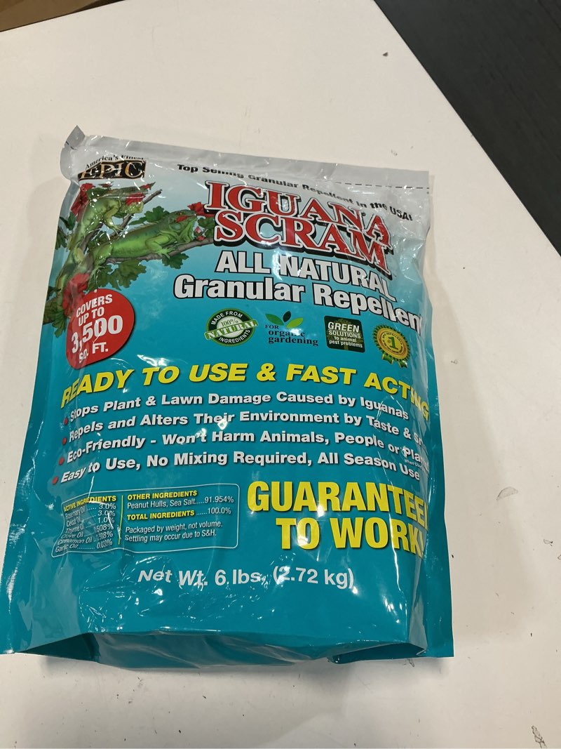 Condition photo showing New/Like New for Enviro Protection Industries Iguana Scram All Natural Granular Repellent - All-Natural, Animal, People and Pet Safe Granule from Epic Repellents (6 lb Bag)