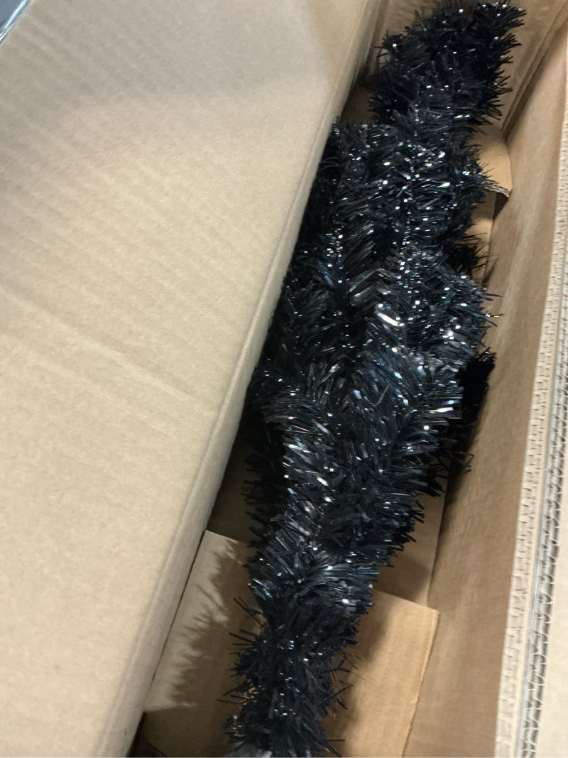 Condition photo showing Good Condition for National Tree Company Tinsel Tree, Black, Halloween Collection, 24 in
