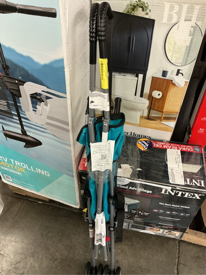 Condition photo showing As Is for cosco kids comfort height umbrella stroller, freshwater turquoise, toddler, unisex