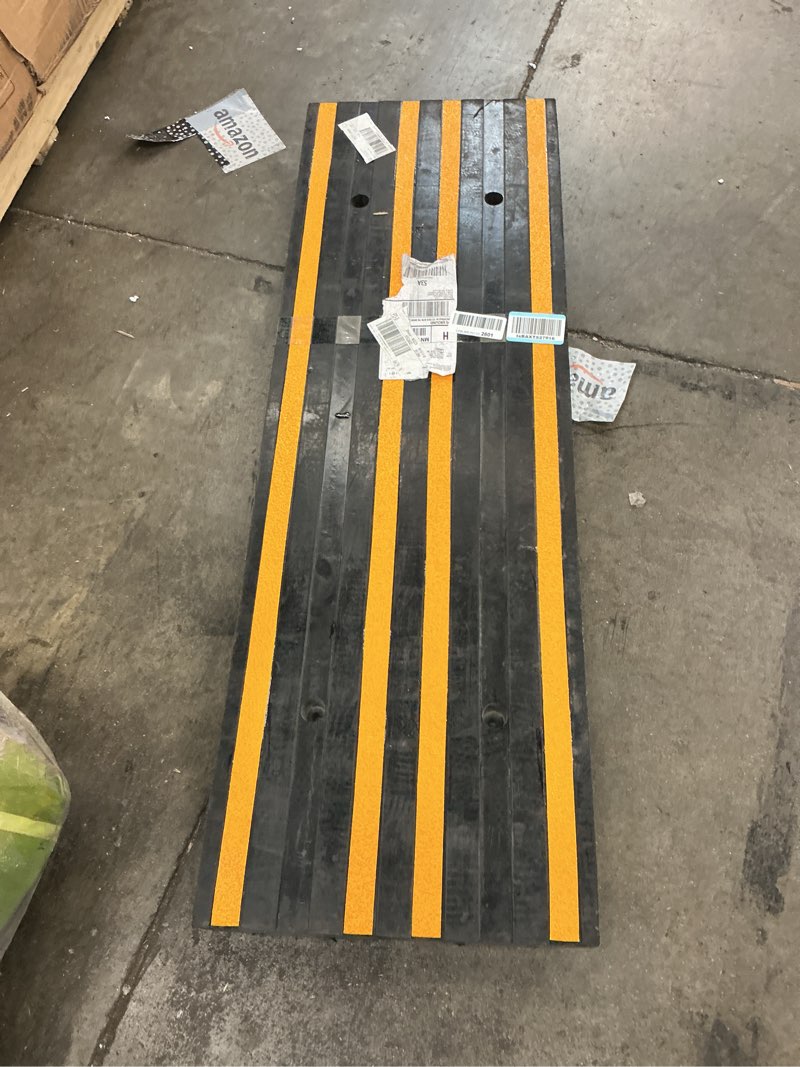 Condition photo showing As Is for garvee 1-pack rubber curb ramps, 48" extra wide driveway transition ramps with anti-slip surface & anchor bolts for loading dock, garage, sidewalk, wheelchair 48" 1