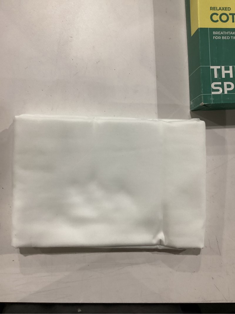 Condition photo showing Good Condition for thread spread 100% organic cotton flat sheet queen size - percale weave cotton flat sheet only (1 pc, white), crisp, cool, strong & breathable lightweight bed linen top sheets, gots certified sheets queen white