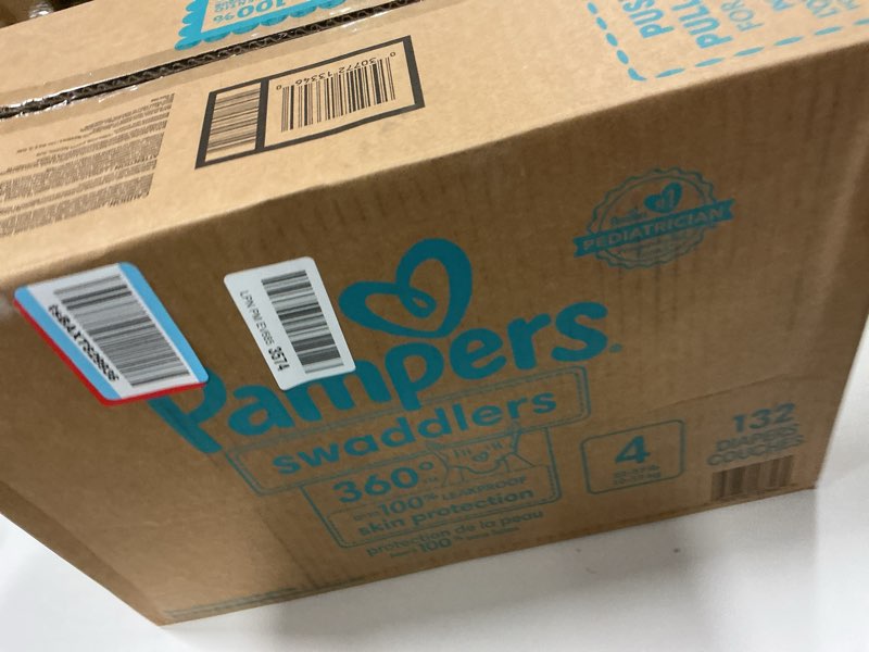 Condition photo showing New/Like New for Pampers Diapers - Swaddlers 360° - Size 4, 132 Count, up to 100% Leakproof Comfy Dry Fit, Designed for Easy Changes, Pull On Baby Diaper (Packaging May Vary) Size 4 132