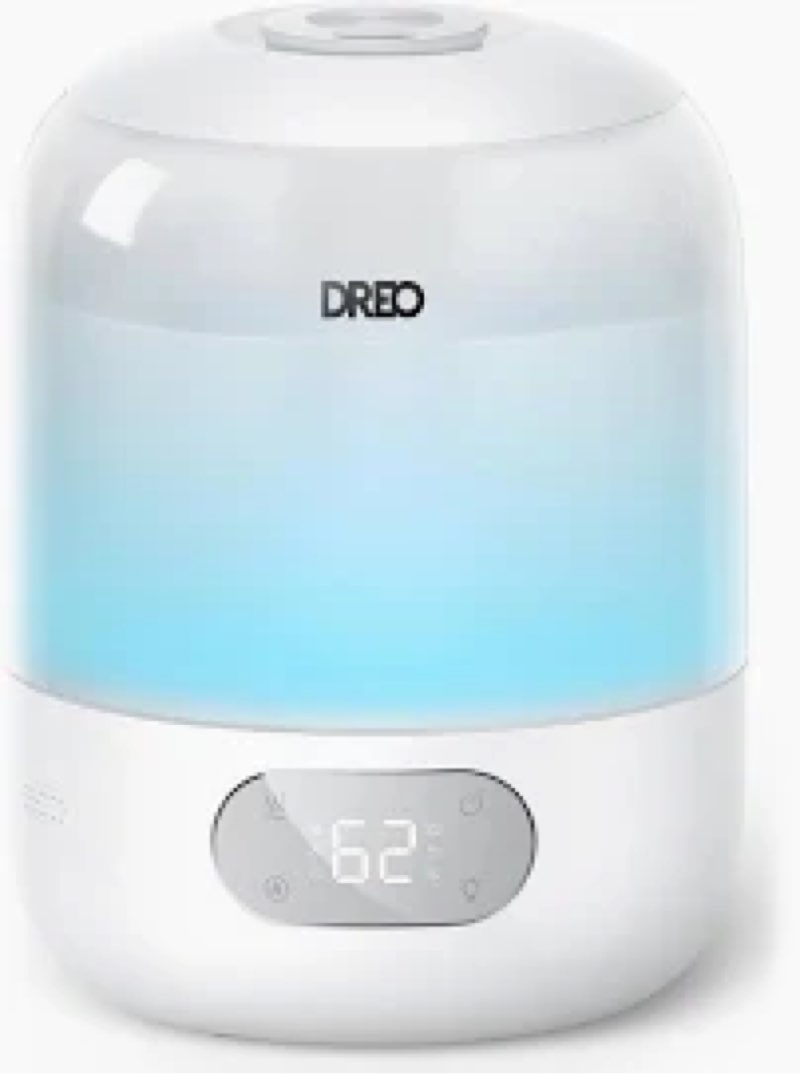DREO Cool Mist Humidifiers for Baby, 3L Top Fill, 26dB Quite, Ambient Indicator Light for Nursery, Less Refill, Indoor