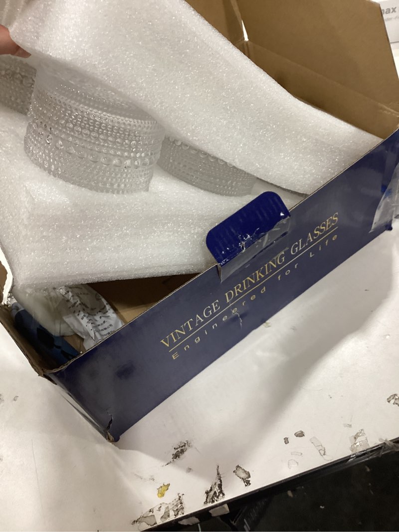 Condition photo showing Good Condition for Hobnail Drinking Glasses Set of 6,12oz Vintage Glassware Embossed Vintage Water Cups Cocktail Glasses Juice Glasses 12oz Clear