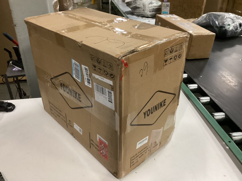 Condition photo showing New/Like New for YOUNIKE Bar Stools Set of 2 Modern Swivel Barstools, Adjustable Counter Height Bar Stools Faux Leather Upholstered Counter Stools with Hollow Back for Kitchen Island, Greyish Green