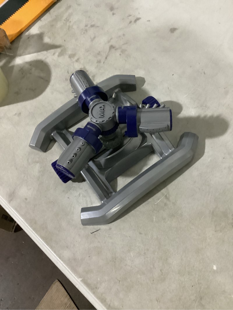 Condition photo showing As Is for orbit max 1250-sq ft rotating sled lawn sprinkler