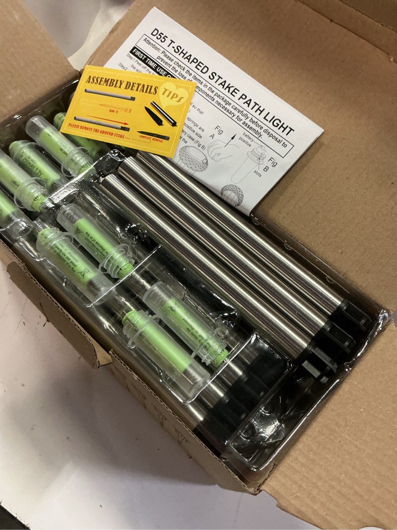 Condition photo showing Good Condition for solar outdoor lights, 10 pack waterproof stainless steel solar stake lights for pathway garden yard path walkway driveway lawn patio outside decor, cool white