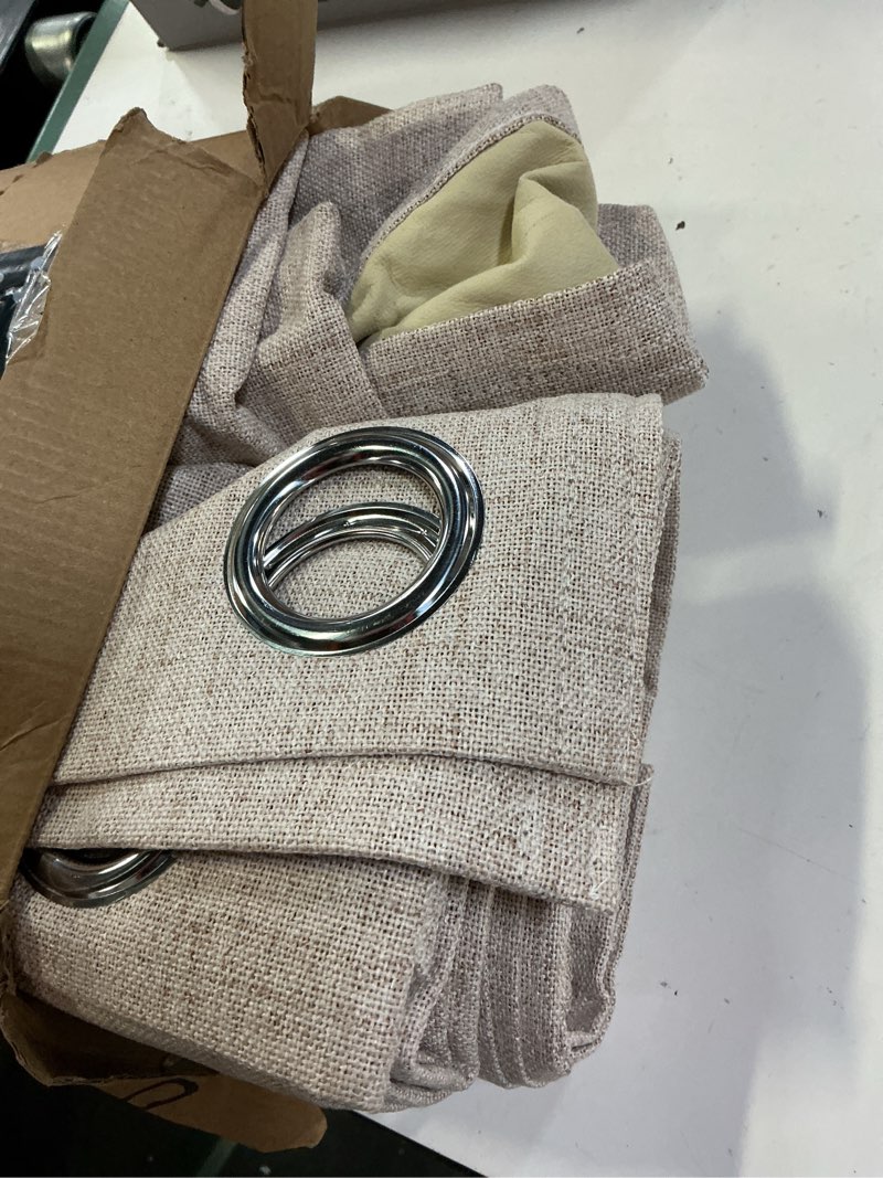 Condition photo showing Good Condition for miulee 100% blackout linen textured curtains for bedroom solid thermal insulated natural beige grommet room darkening curtains & drapes luxury decor for living room nursery 52 x 84 inch (2 panels)