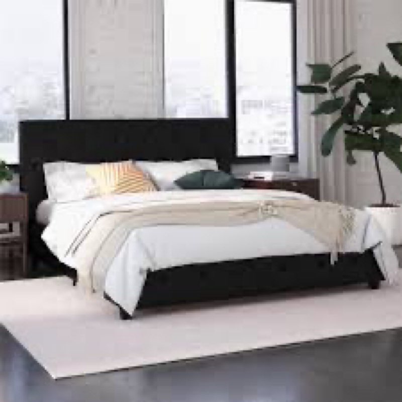 Dorel upholstered bed with storage *incomplete missing a box* 