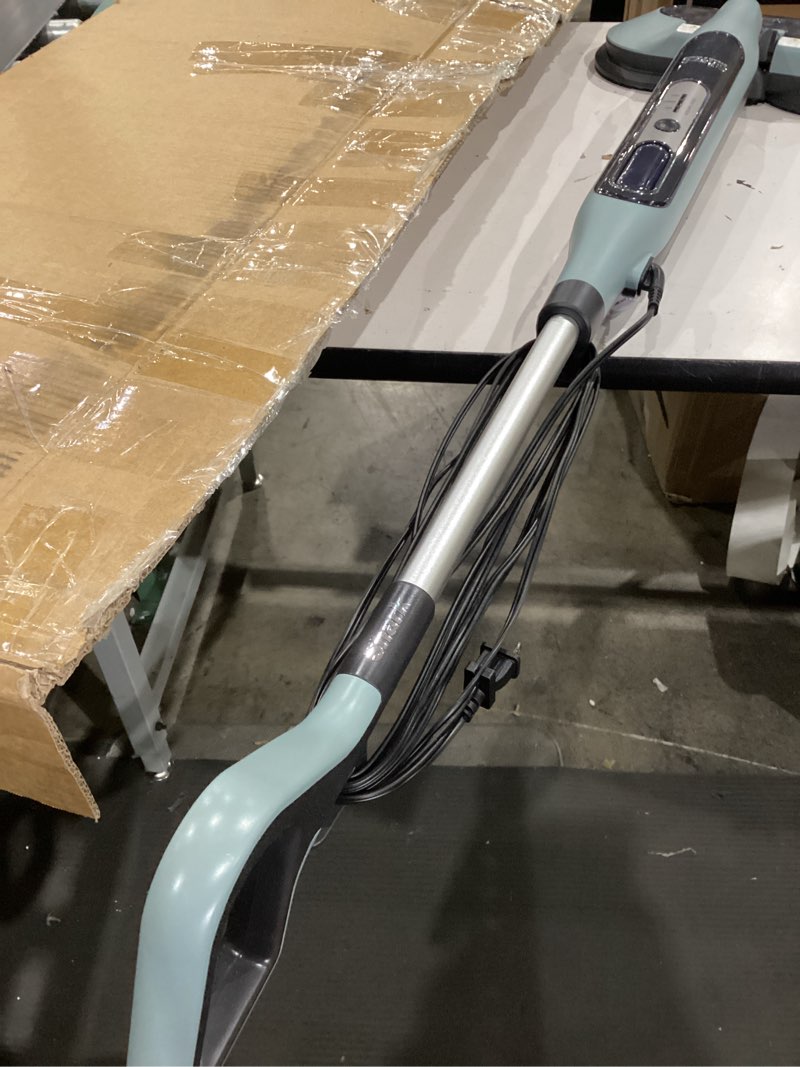 Condition photo showing As Is for shark steam & scrub steam mop, all-in-one scrubbing and sanitizing hard floor cleaner, led headlights, 4 dirt grip soft scrub pads included, xl water tank, swivel steering, hawaiian grey, s8001 steam & scrub (4-pad)