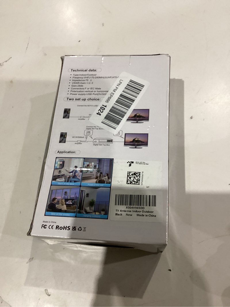 Condition photo showing As Is for 2026 Upgraded TV Antenna Indoor Outdoor, 2200+ Miles Long Range HDTV Antenna with Amplifier Signal Booster, 26FT Coaxial Cable for Local Channels 4K 8K 1080p,Digital Reception for Smart & Older TVs Black