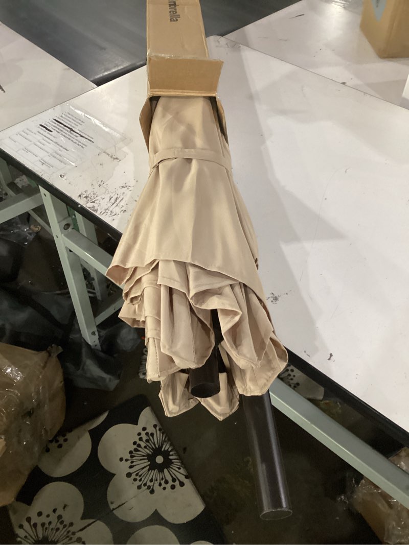 Condition photo showing Good Condition for homshade outdoor patio umbrella - market table pool deck umbrella with push button tilt, crank, upf50+ uv protection and sturdy ribs, 3-year fade resistance, 220gsm solution-dyed fabric (no base) beige 7.5ft