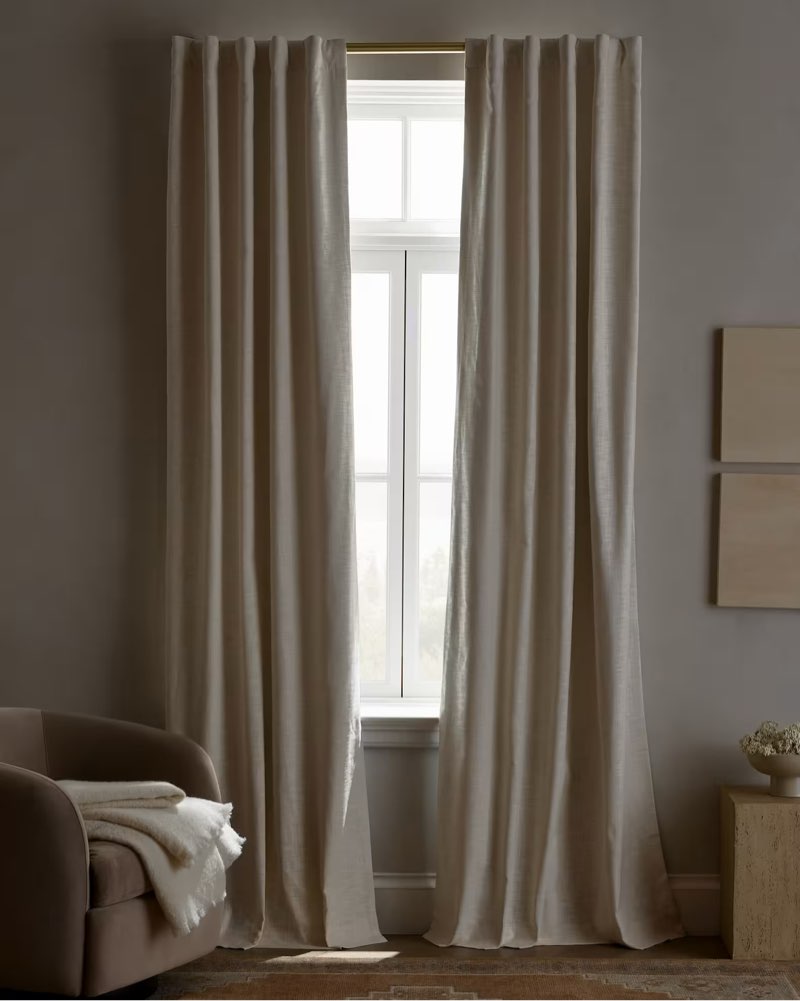 Textured Cotton True Blackout Curtain size 48in x 96in Ivory