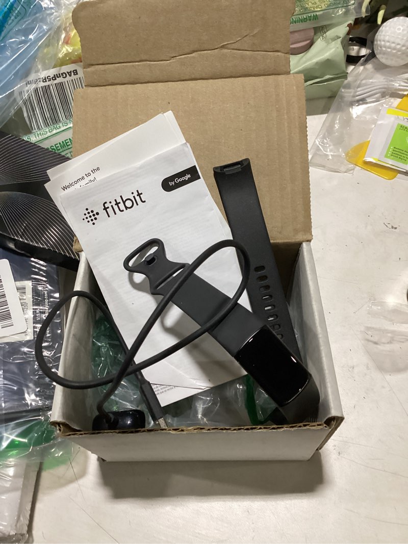 Condition photo showing Good Condition for working verified fitbit charge 6 fitness tracker with google apps, heart rate on exercise equipment, 6-months premium membership included, gps, health tools and more, obsidian/black, one size (s & l bands included) black case w/ black band tracker