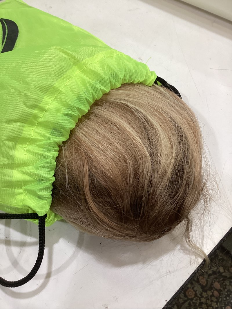 Condition photo showing Good Condition for blonde highlight wig human hair wear and go glueless 13x4 hd lace frontal wig pre plucked with baby hair 20 inch straight ombre color golden brown with 613 blonde highlights remy wig with brown roots 20 inch #4/12/613 blonde highlights