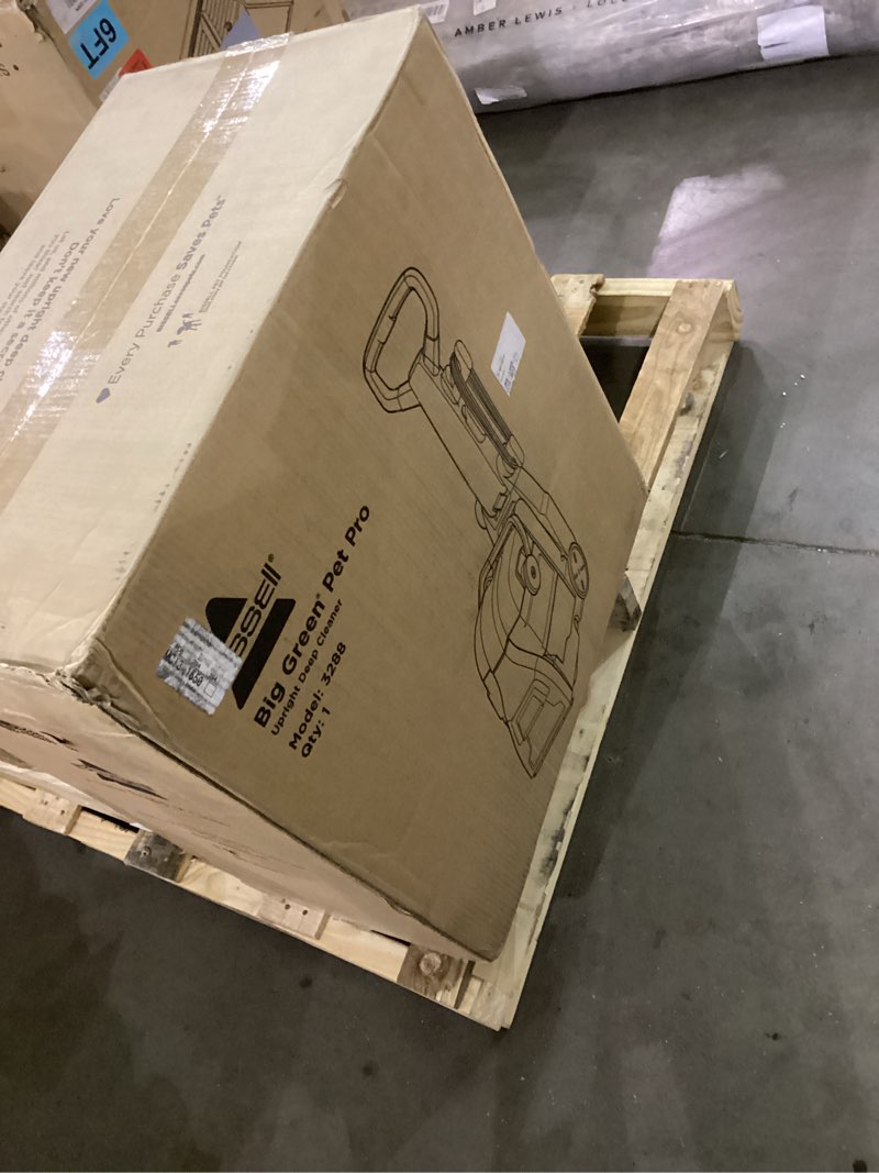 Condition photo showing As Is for Bissell® Big Green® PET PRO Carpet Cleaner with 8 Row XL DirtLifter PowerBrush, 9-inch Long Reach Hose, 2 Upholstery Tools, Includes Pet Pro Oxy Urine Eliminator Formula Black/Green