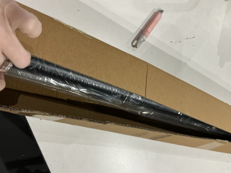 Condition photo showing Good Condition for tension curtain rod 51-126 inch, long curtain rod no drilling for window or bathroom, outdoor curtain rods for patio tension rods, easy to install, never rust, rod diameter 1.26 inches - black