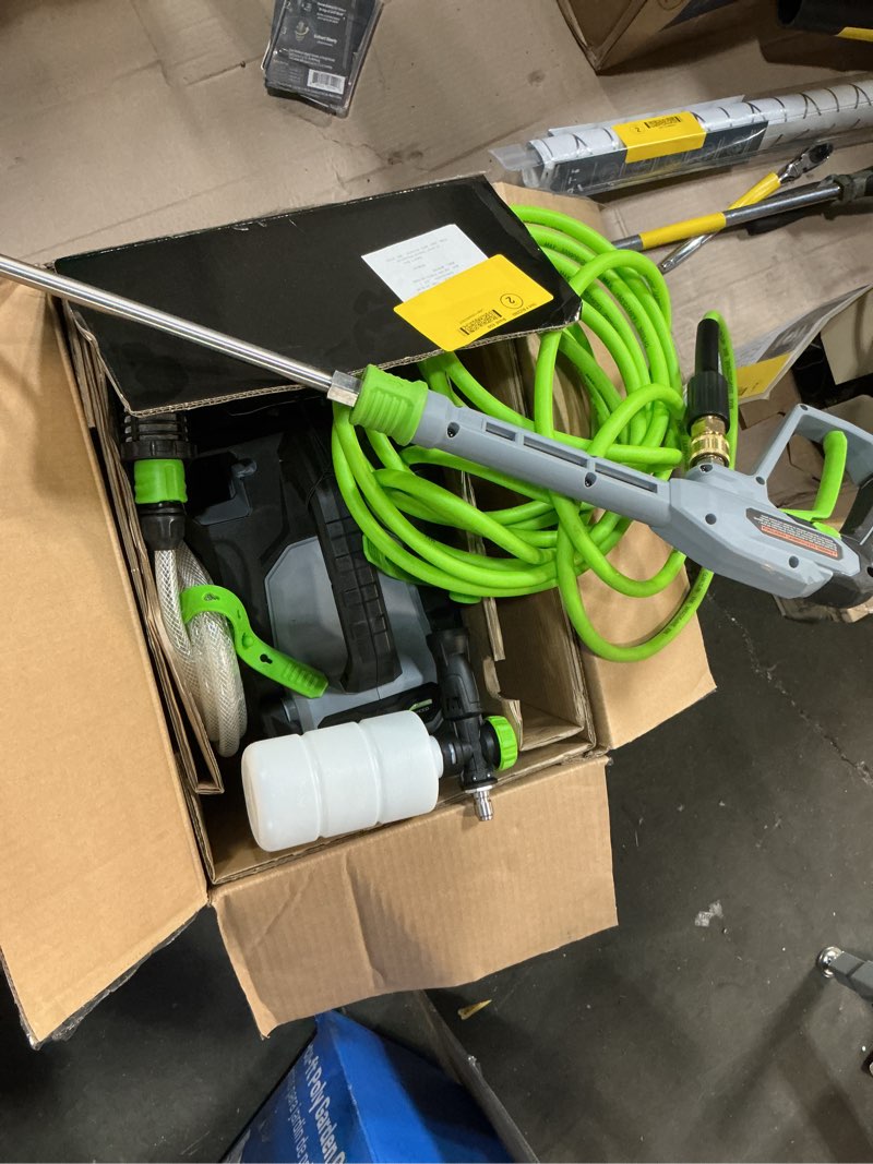 Condition photo showing As Is for ego power+ compact 2100-psi 1.2-gpm cold water battery pressure washer with 4 spray tips