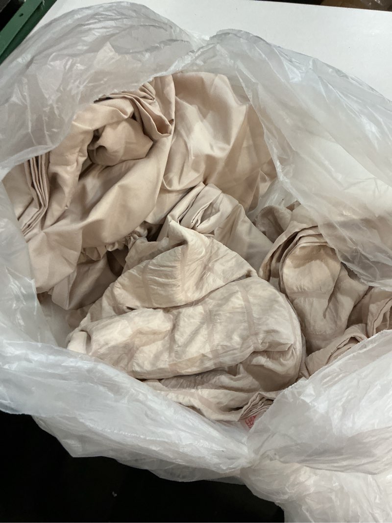 Condition photo showing As Is for ( incomplete missing pices ) muxhomo 7 pieces queen comforter set, seersucker bed in a bag queen size, all season luxury bedding set with comforter, flat sheet, fitted sheet, pillowcases & shams, beige queen (88\"x88\") 01 - beige