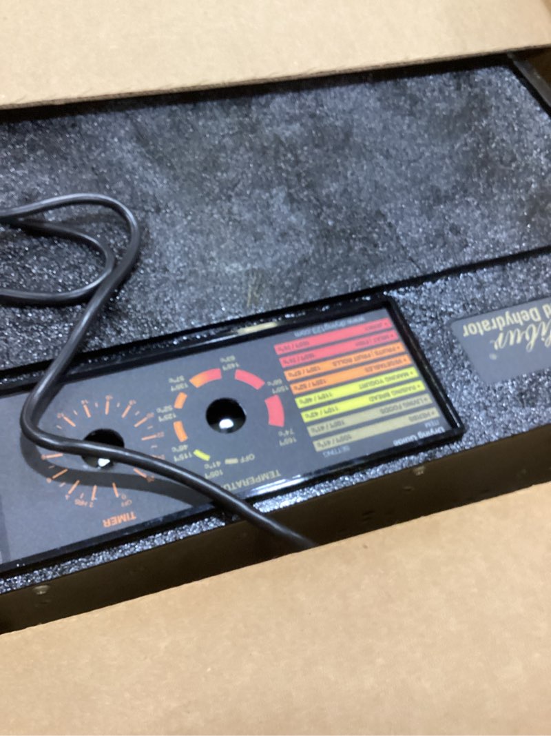 Condition photo showing As Is for Excalibur Electric Food Dehydrator Machine 9-Tray with 26-Hour Timer, Automatic Shut Off Accurate Temperature Control and Fast Drying with 15 Square Feet of Drying Space, 600-Watts, Black Classic Series 9-Tray