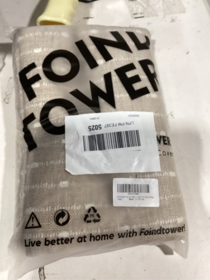 Condition photo showing Good Condition for Similar product Pack of 2, Decorative Throw Pillow Covers Soft Accent Cushion Case Boho Farmhouse Neutral Pillowcase for Couch Sofa Bedroom Living Room Textured Home Decor 18 x 18 Inch Natural Beige