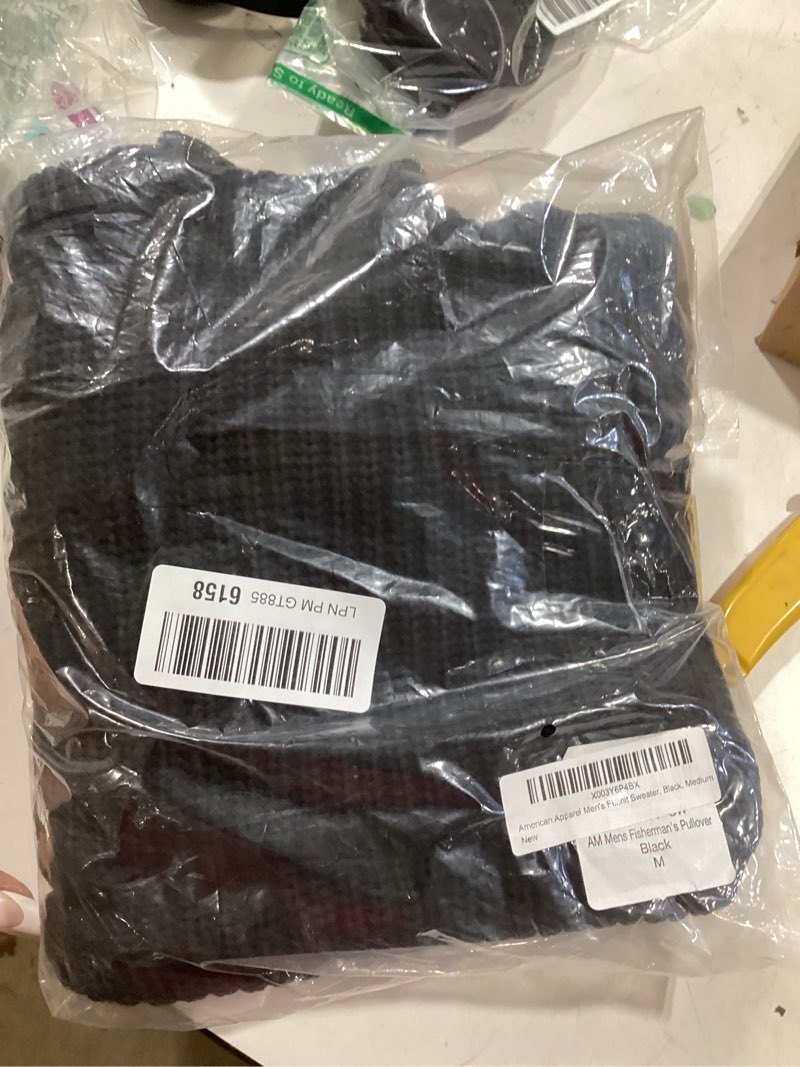 Condition photo showing New/Like New for american apparel mens fisherman's long-sleeve pullover knit sweater medium black