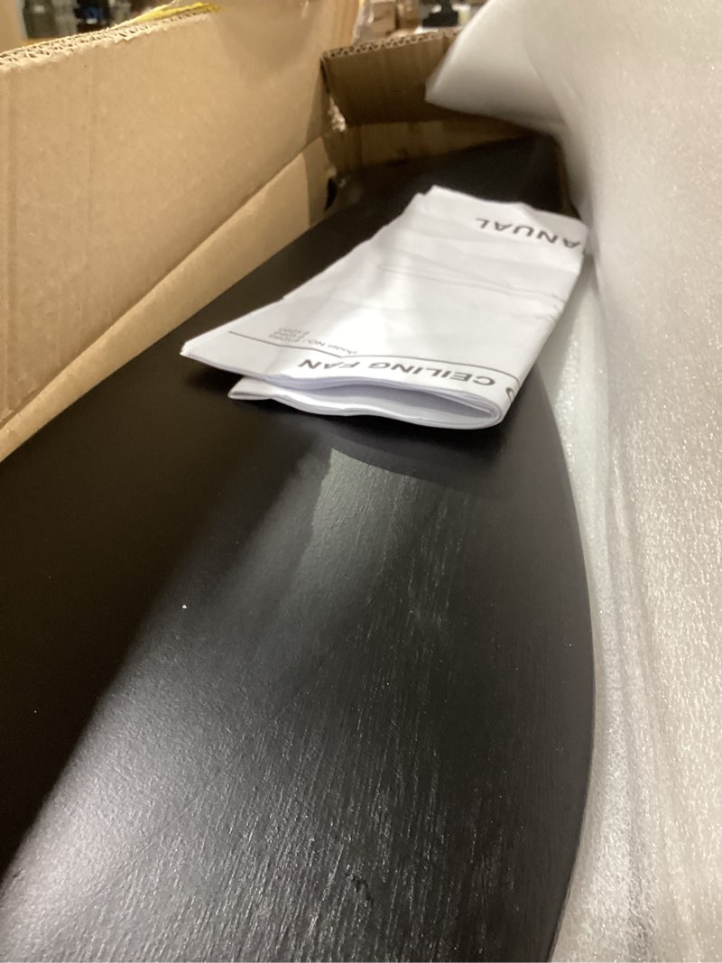 Condition photo showing New/Like New for outdoor ceiling fan no light for patios, 52 inch ceiling fans without lights with smart app and remote control, wet rated 3 blades wood propeller modern fan for exterior outside, high cfm, black 52 inch matte black