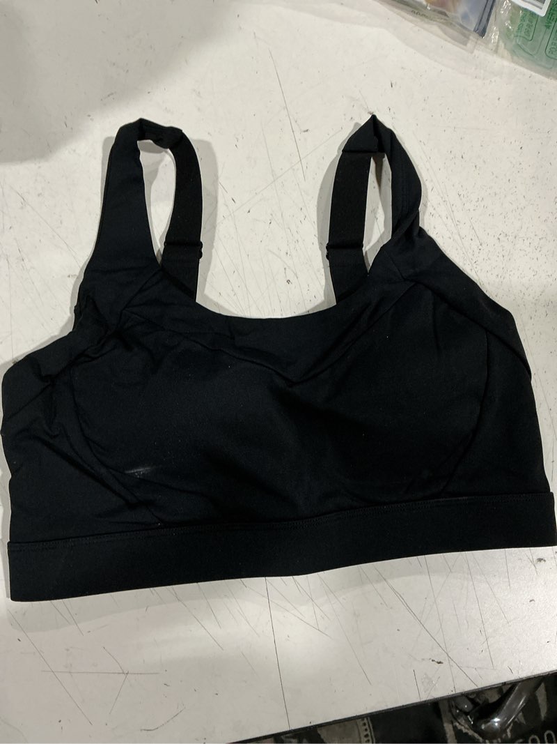 Condition photo showing As Is for running girl sports bras for women high support, adjustable straps high impact sports bras with sewn in pads workout bra black medium