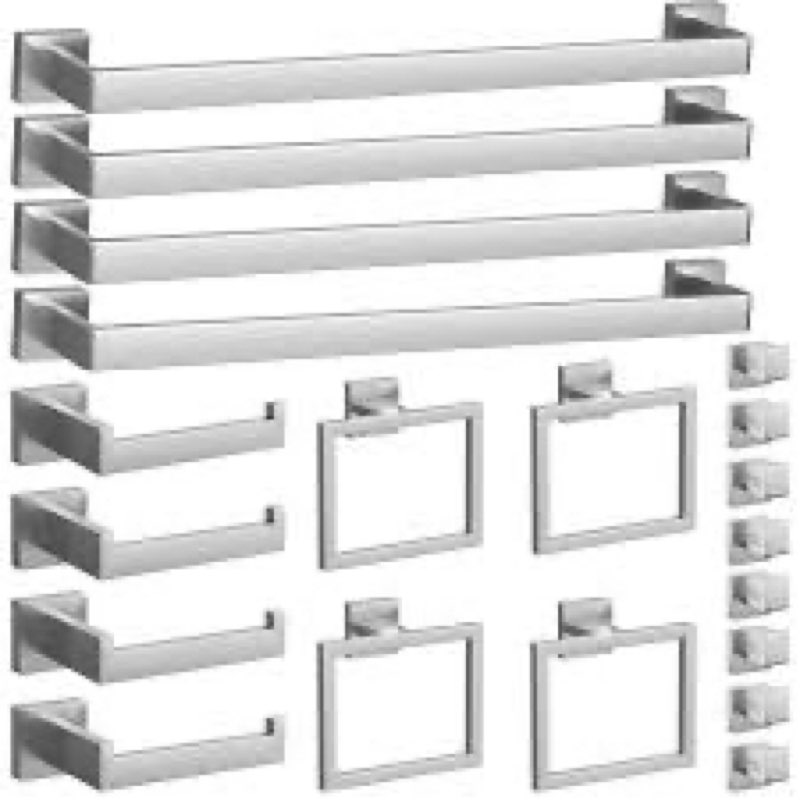 20-Piece Brushed Nickel Bathroom Hardware Set, 24 Inch Bath Towel Bar Set, Stainless Steel Wall Moun