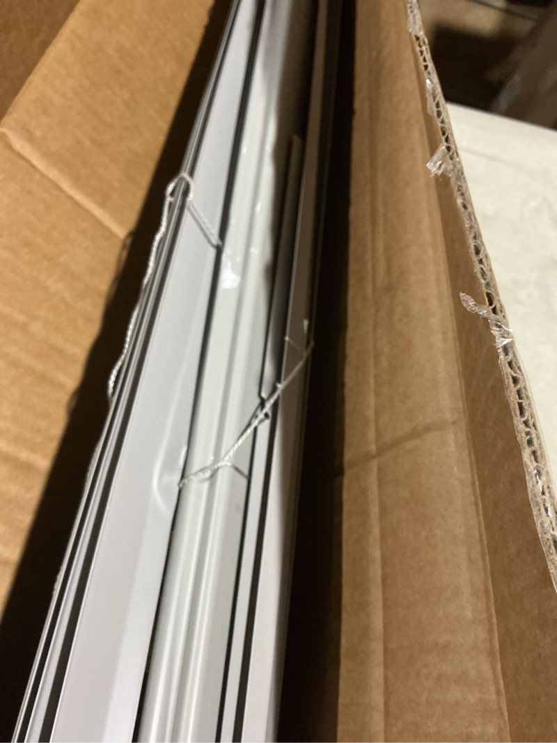 Condition photo showing As Is for Blinds for Indoor Windows 1" Vinyl L-Shaped Slats Cordless Mini Blinds for Home, 35.5" W × 48" H - Grey Grey 35.5" W × 48" H