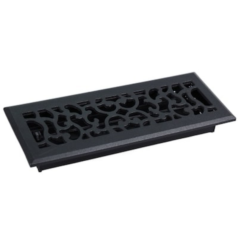 allen + roth 4-in x 12-in maximum airflow steel matte black savannah design floor register