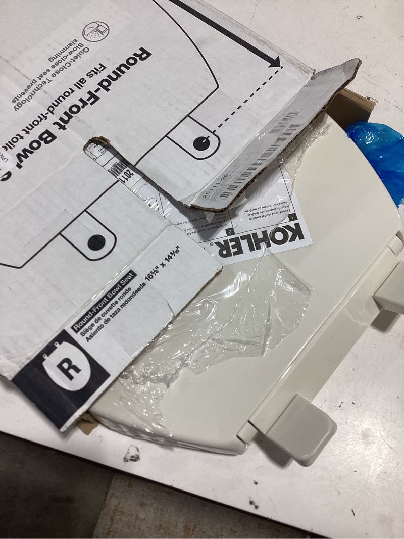 Condition photo showing Good Condition for kohler 20111-96 brevia, slow close toilet seat, round toilet seat, grip-tight bumpers quick-attach hardware, biscuit biscuit round quiet-close