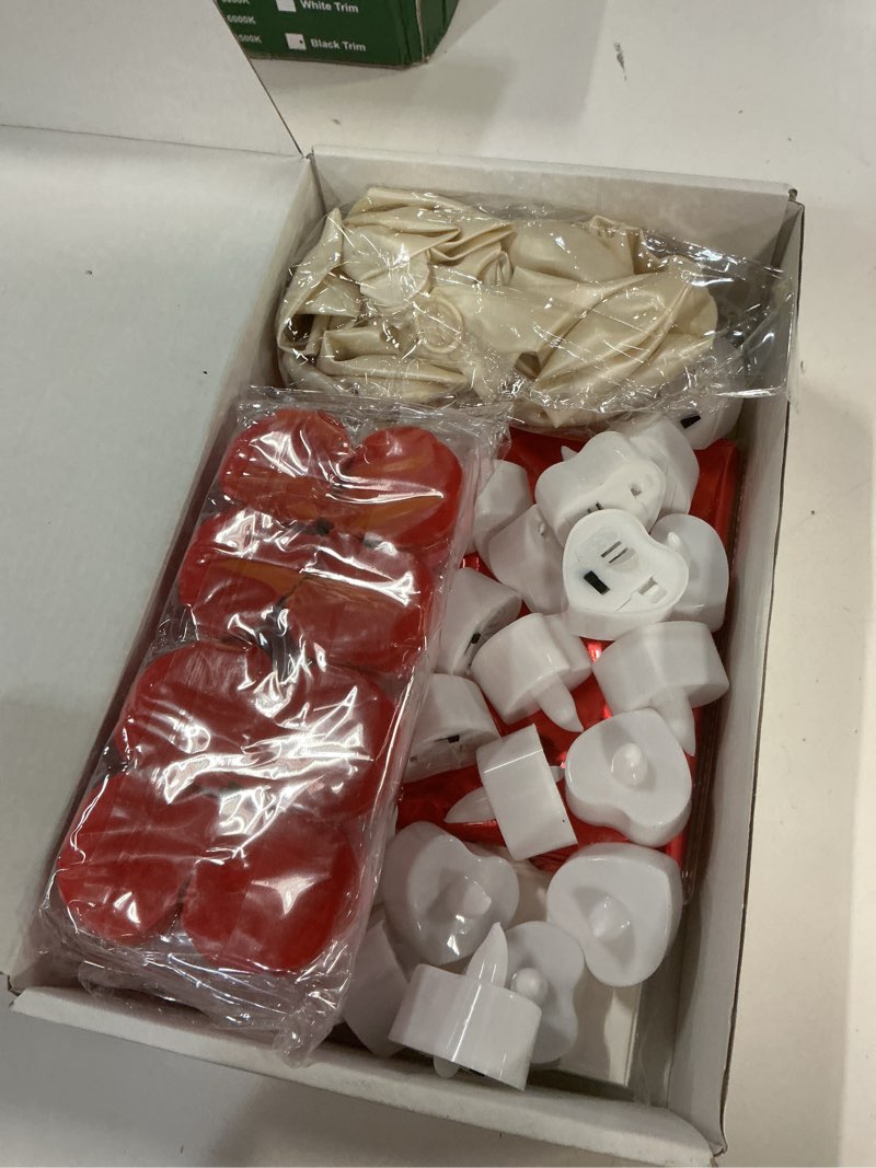 Condition photo showing New/Like New for happy birthday decorations, include light up letters, with tea lights candles, latex balloons, aluminum balloons and rose petals, special festival, surprise gifts banner for women and men happy brithday