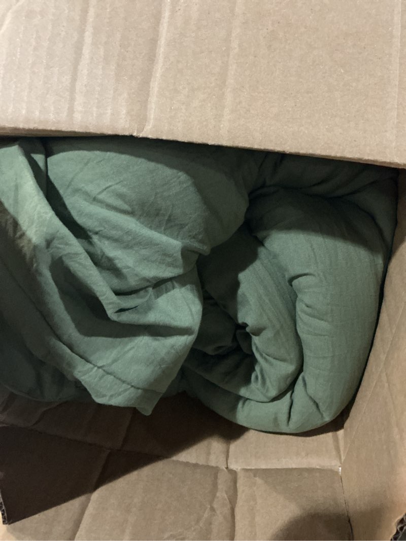Condition photo showing As Is for wrensonge king size comforter set - 3 pieces olive green comforter prewashed soft lightweight for all seasons,fluffy down alternative comforter king size with 2 pillow shams 01- olive green king(102"*90")